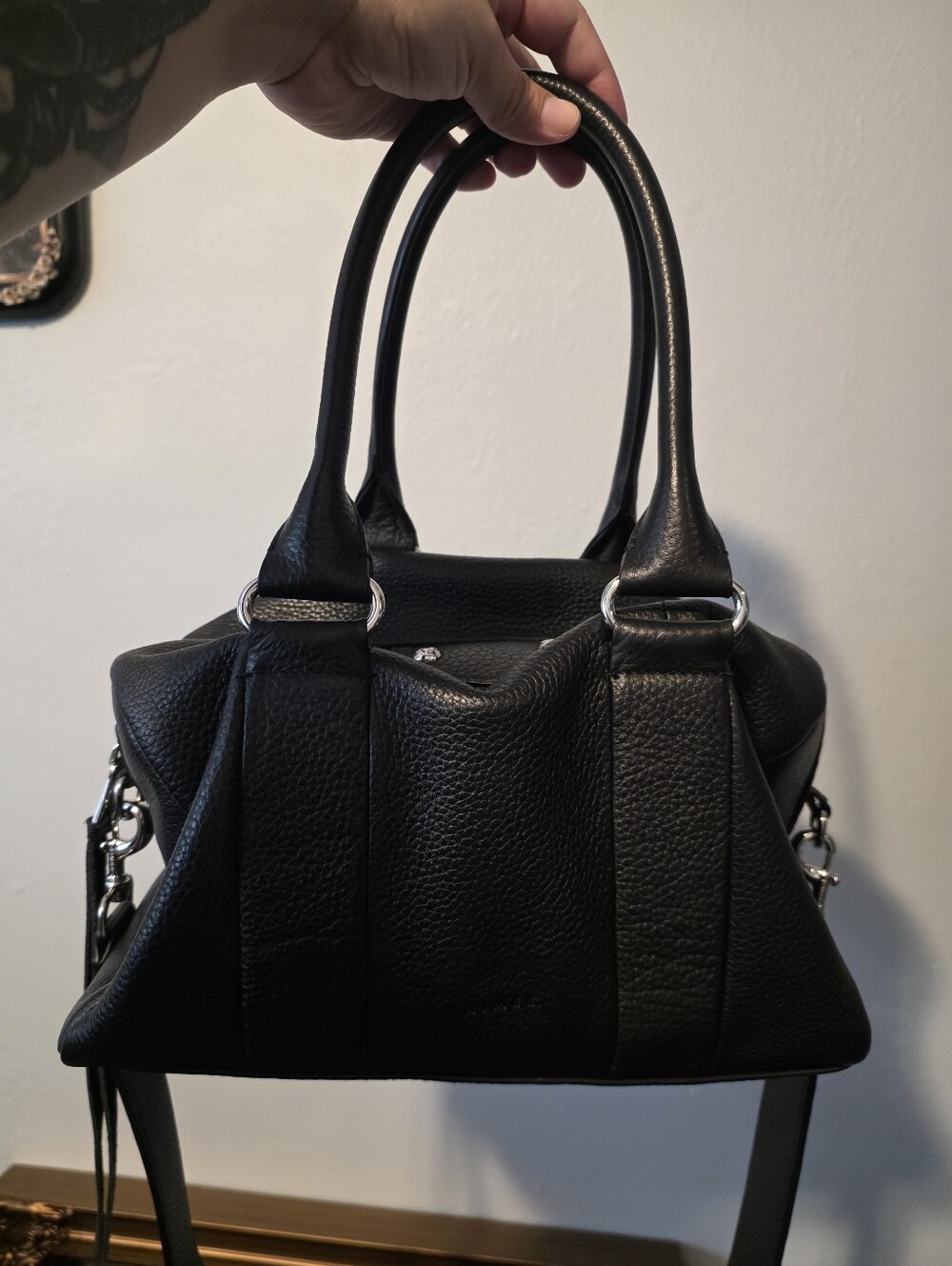 Aimee Kestenberg Barrel Black Leather Bag